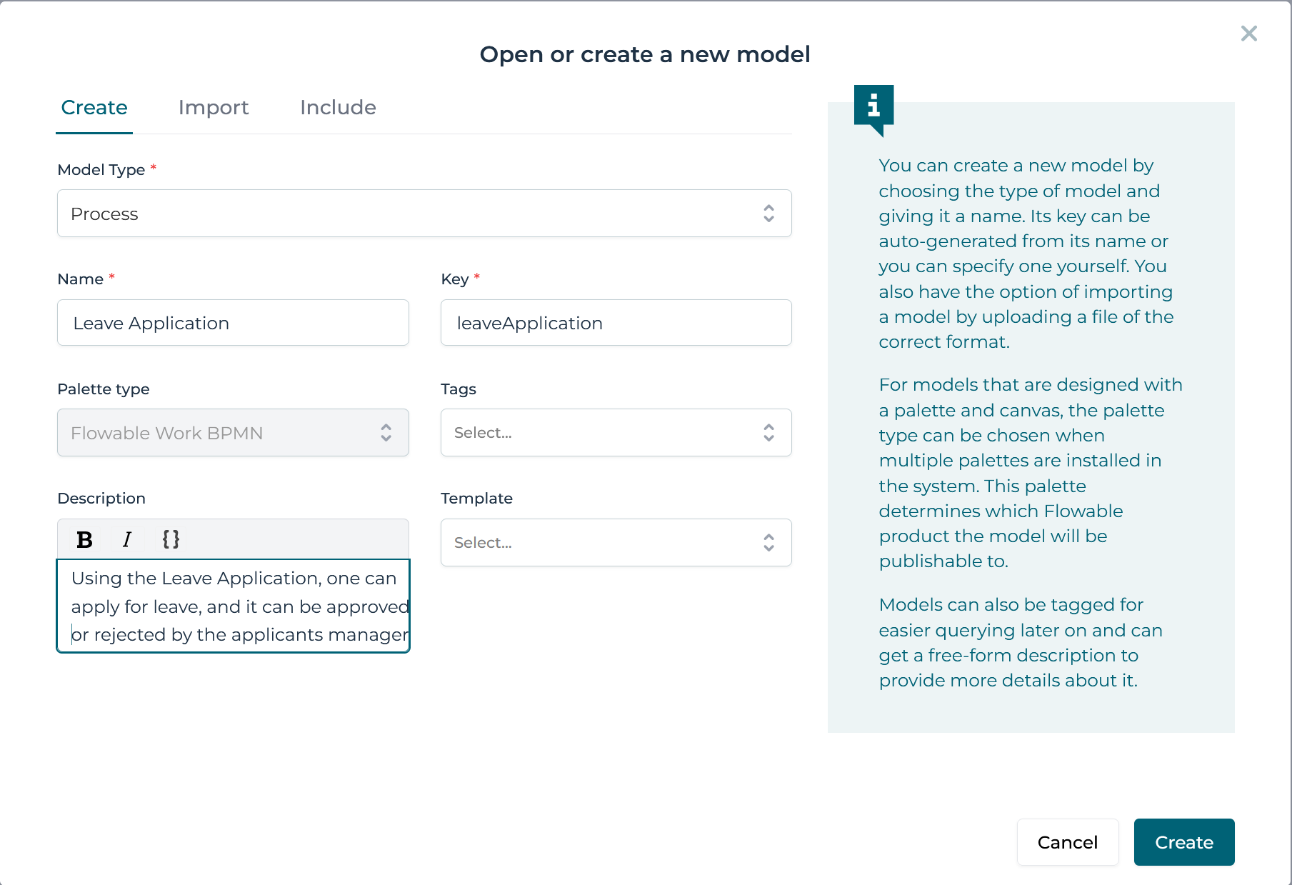 Create a Process model