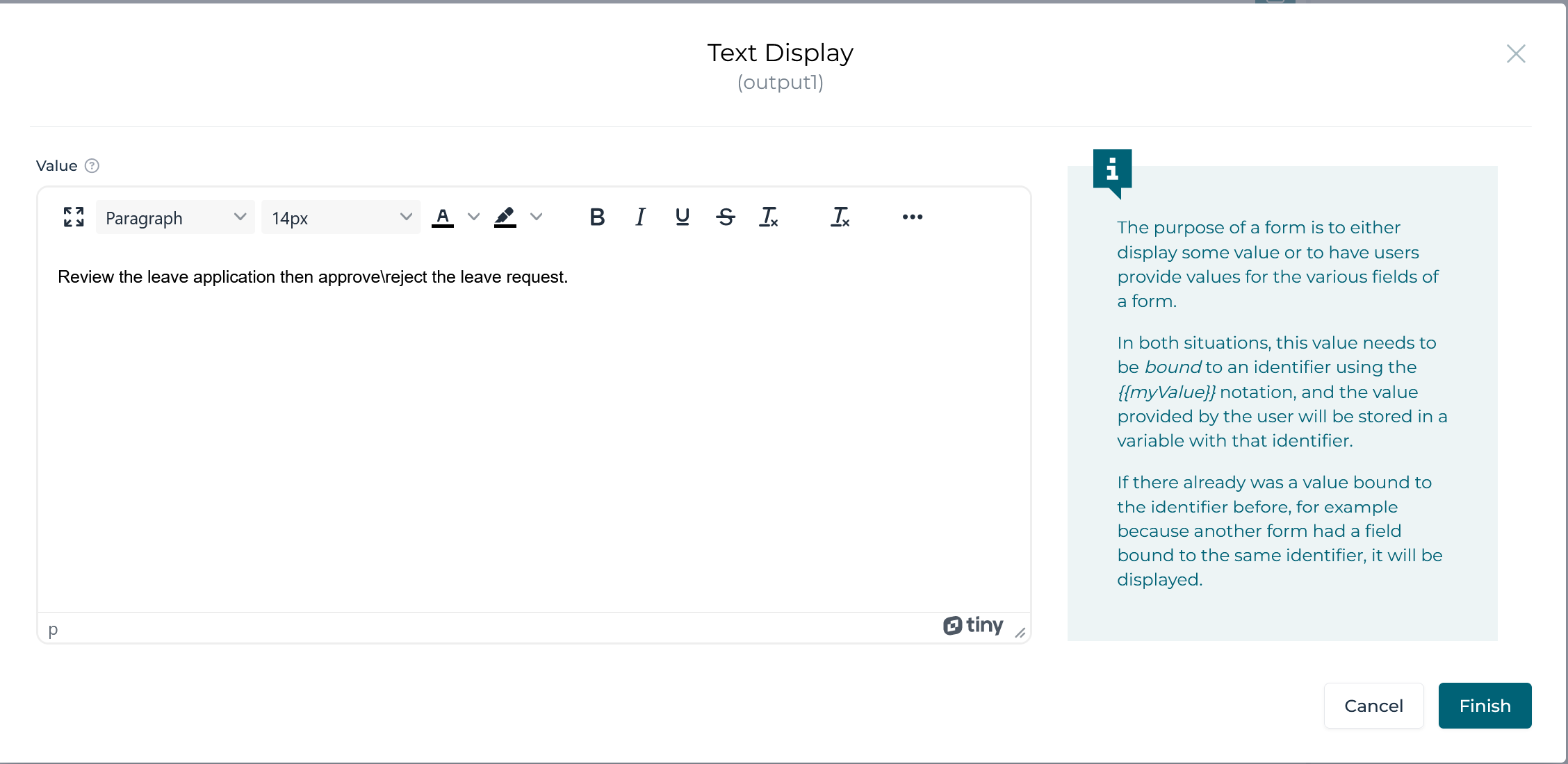 02 review leave text display