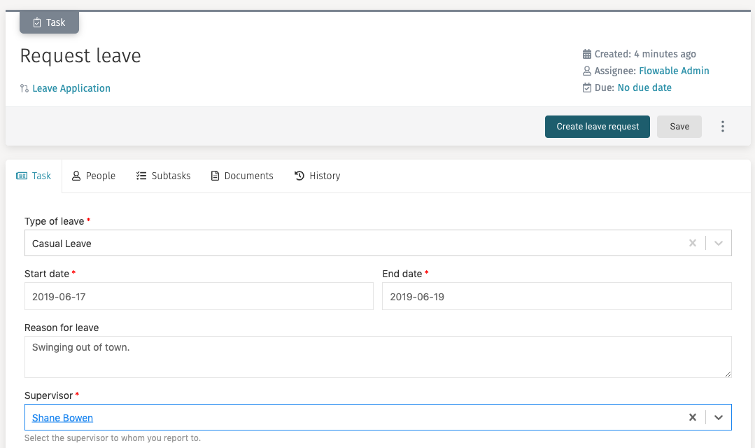 Create leave request