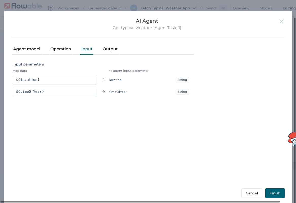 Agent task input binding
