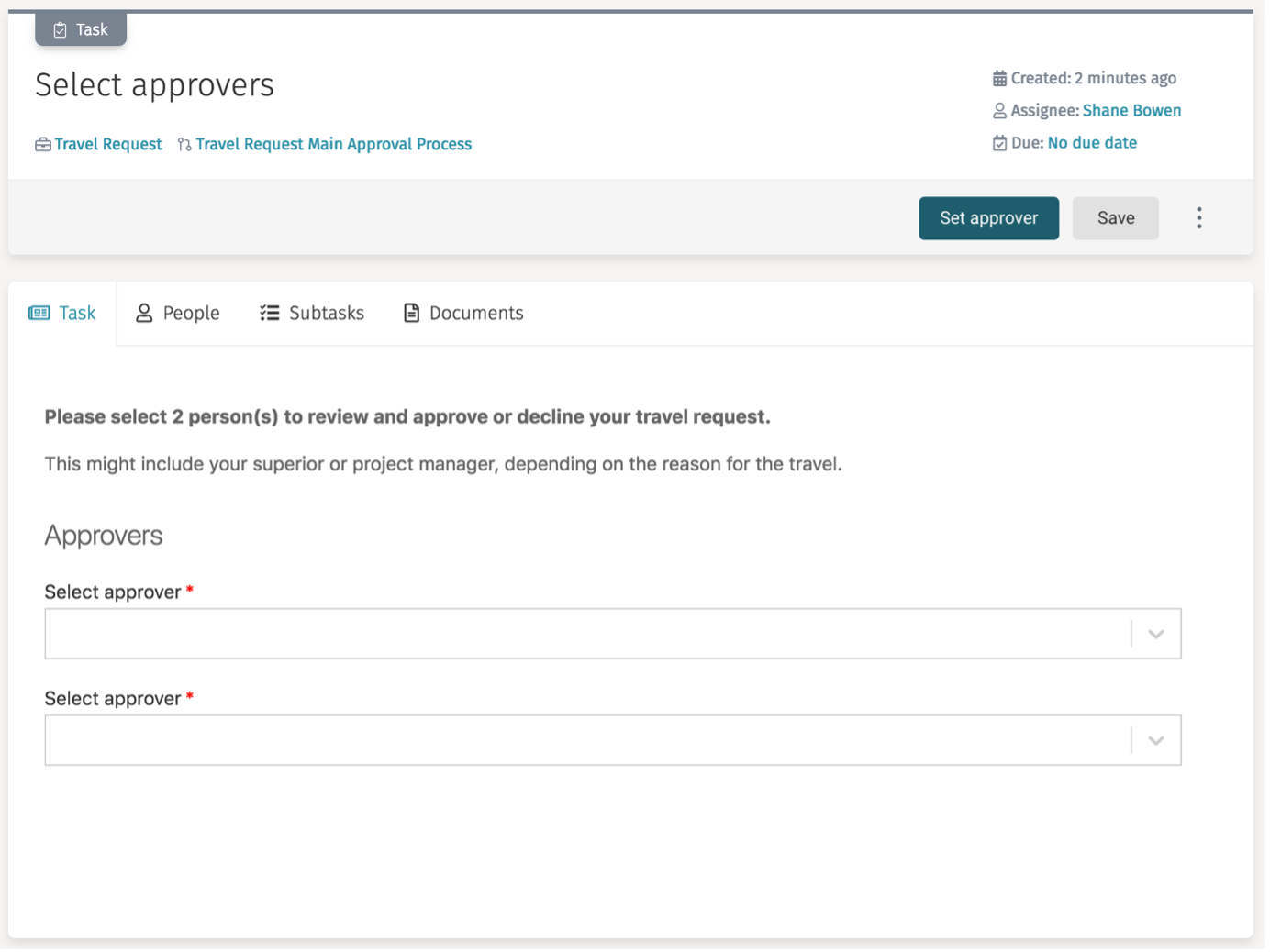 50 select approvers task