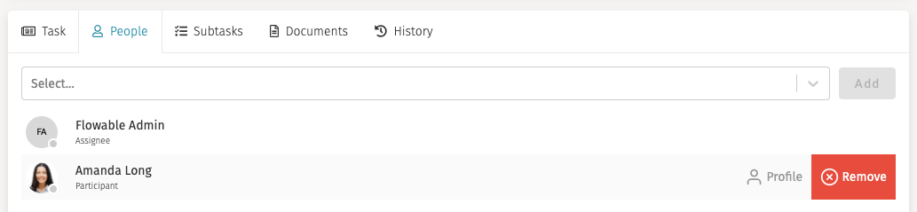 52 tasks details people remove
