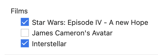 Checkbox Group component rendered