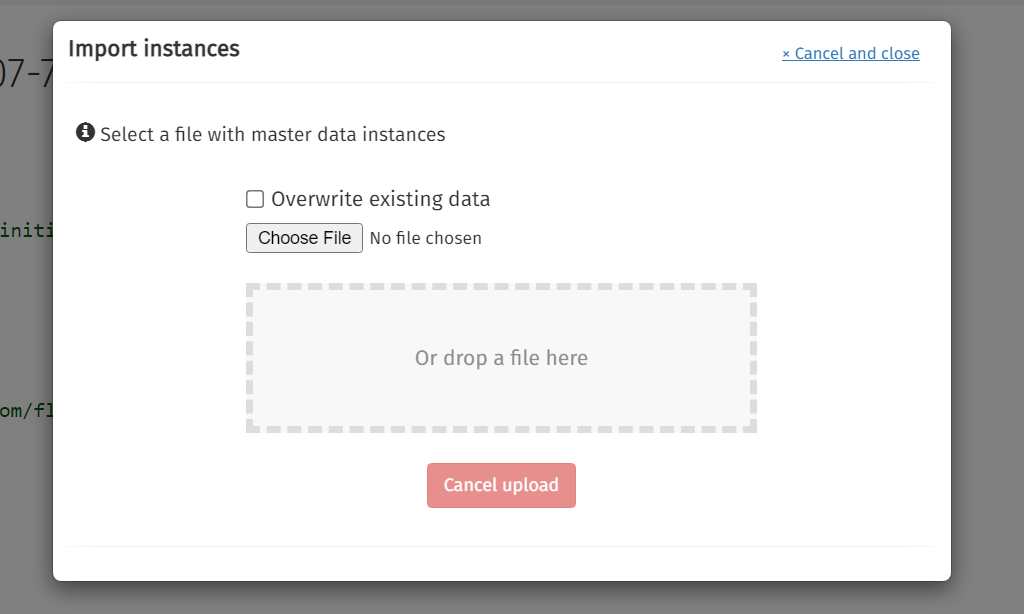 750G import instances dialog