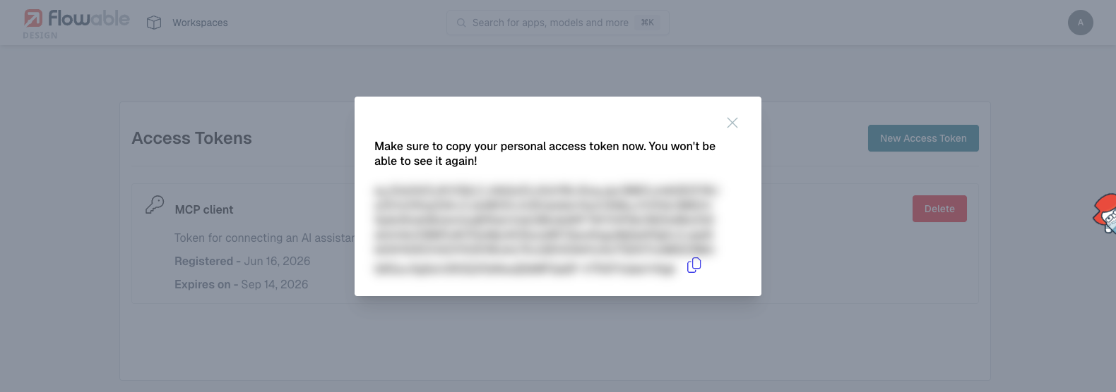 The generated access token value
