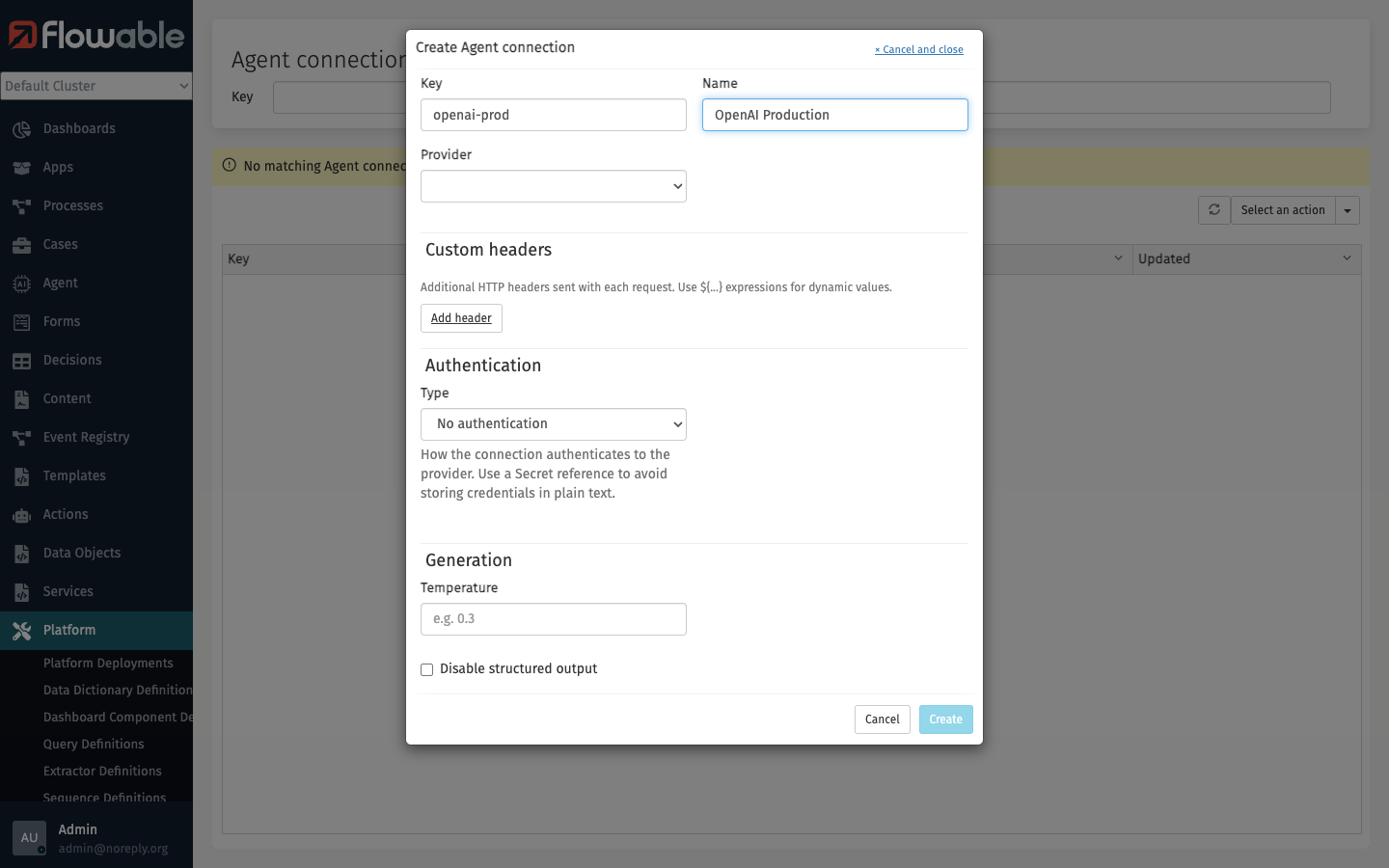 Agent Connections in Flowable Control