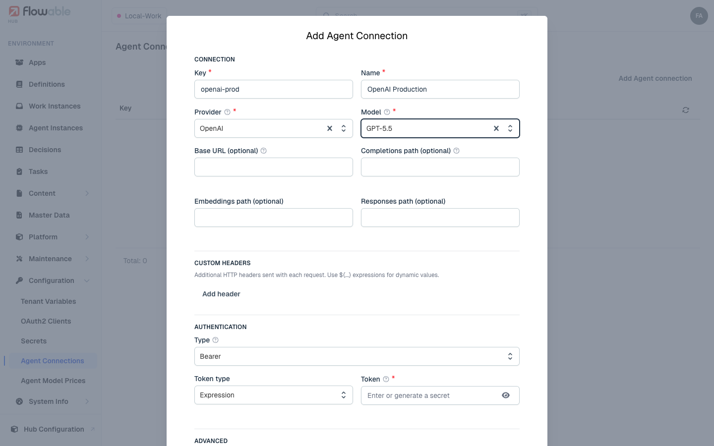 Agent Connections in Flowable Hub