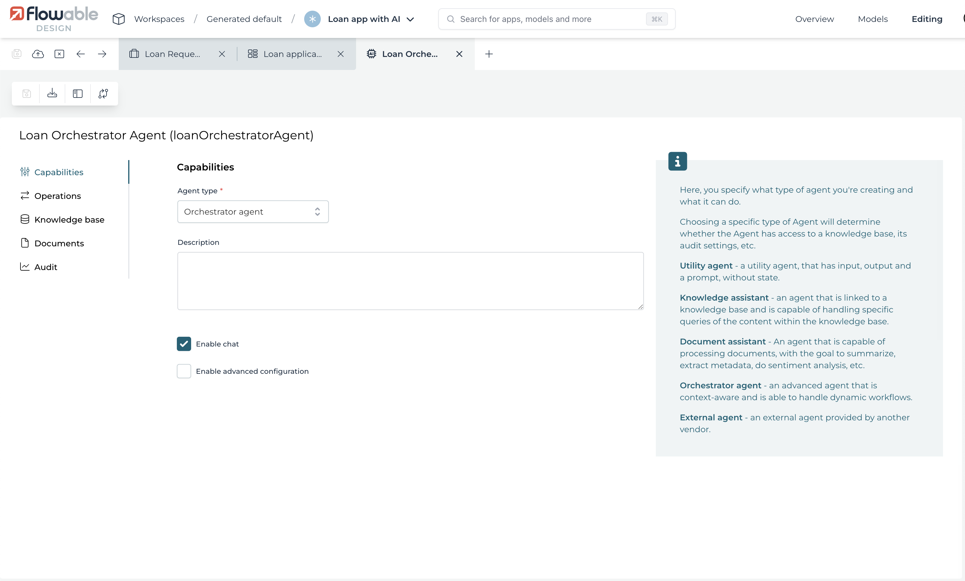 Orchestrator agent example - Agent model