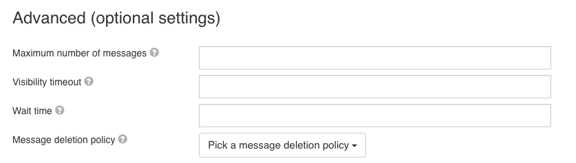 AWS SQS Inbound Channel Advanced Configuration UI