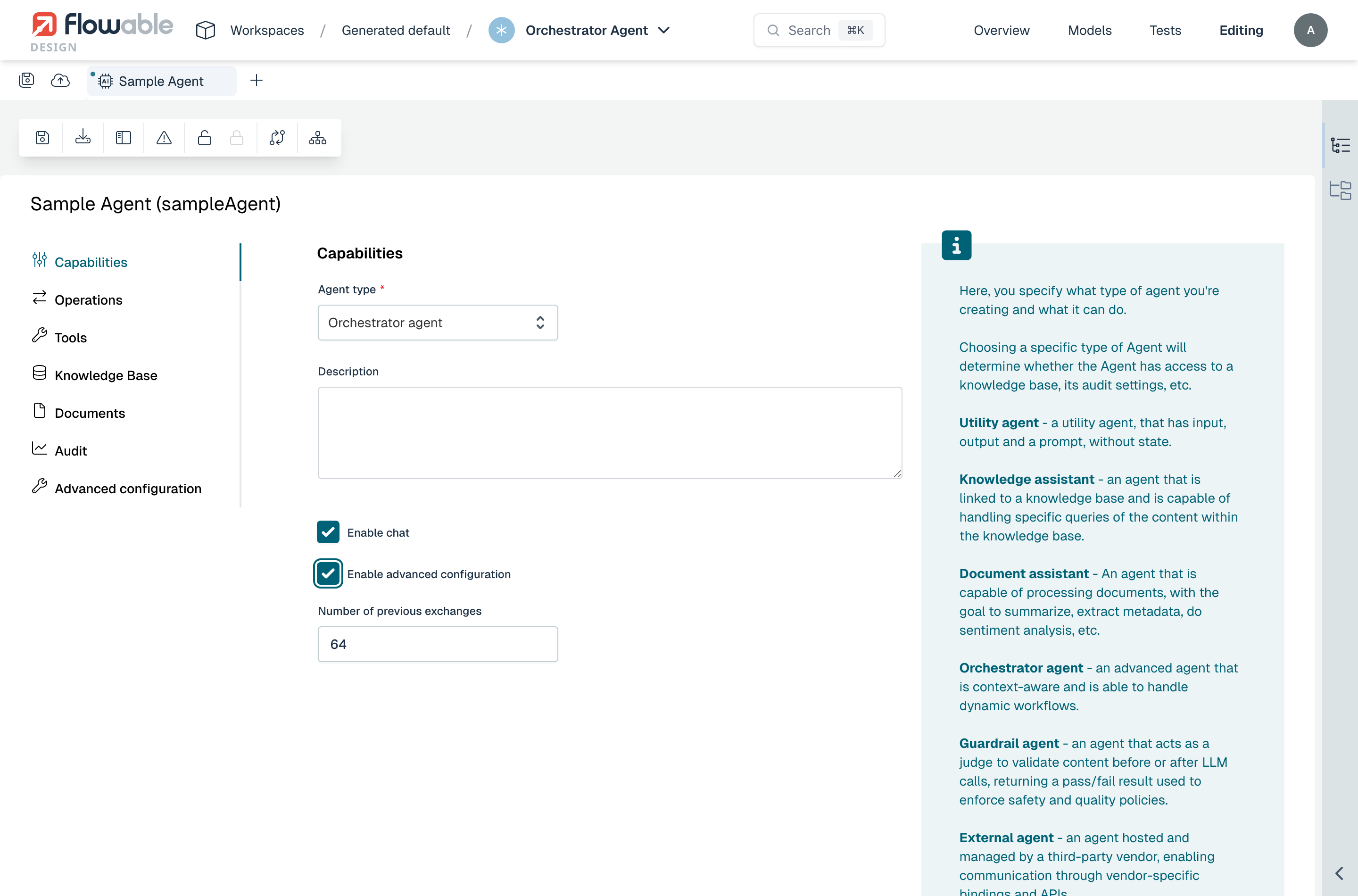 Enable advanced configuration in the capabilities tab
