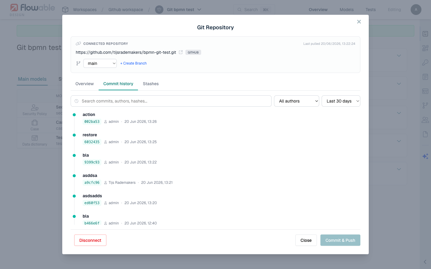 Commit dialog