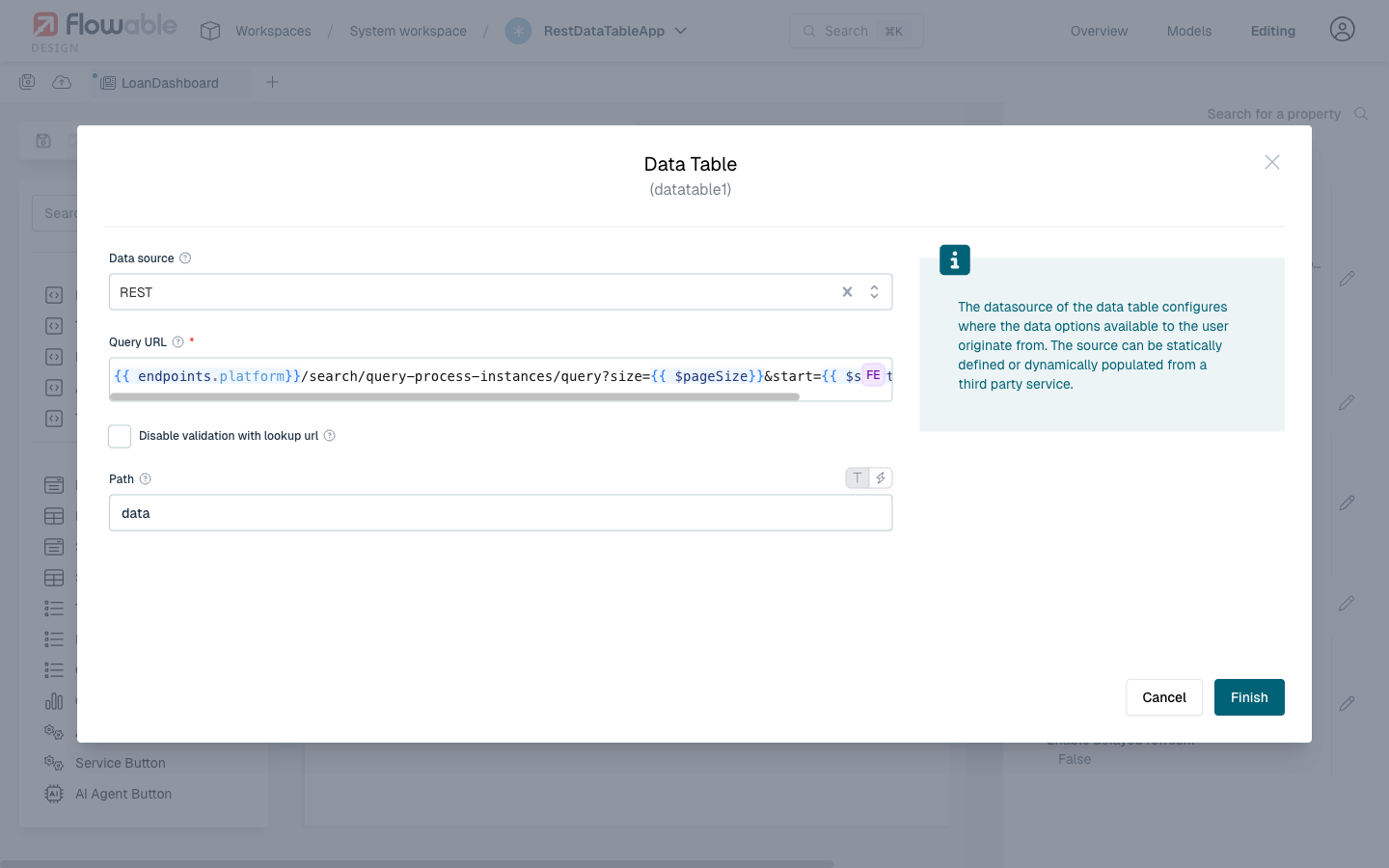 REST datasource configuration