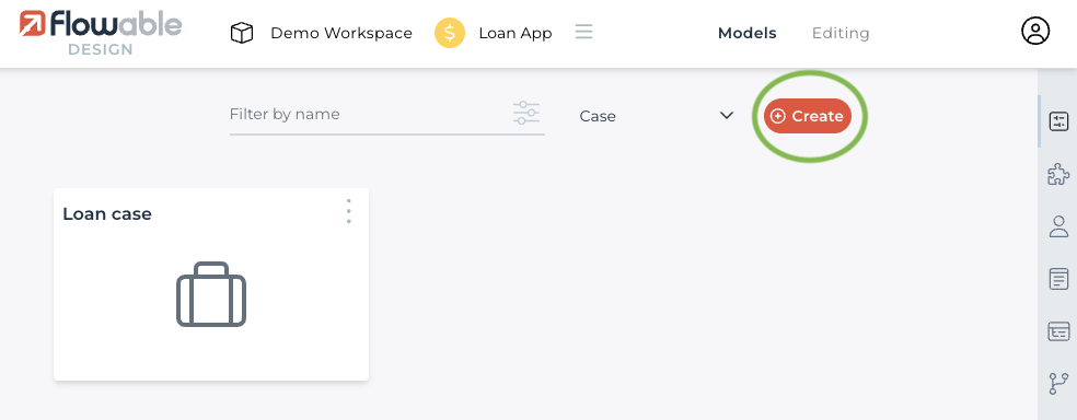 Flowable Design Model Create Button