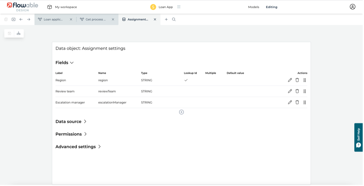 Assignments data object