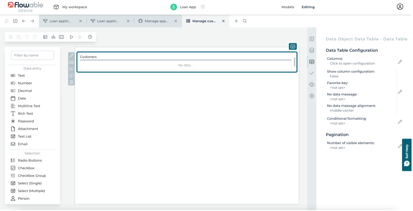 Manage customers form