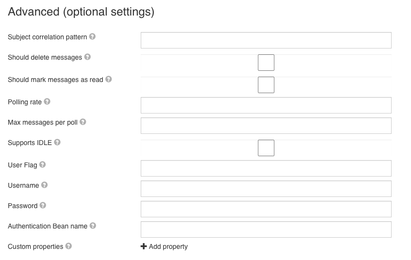 Email Inbound Channel Advanced Configuration UI