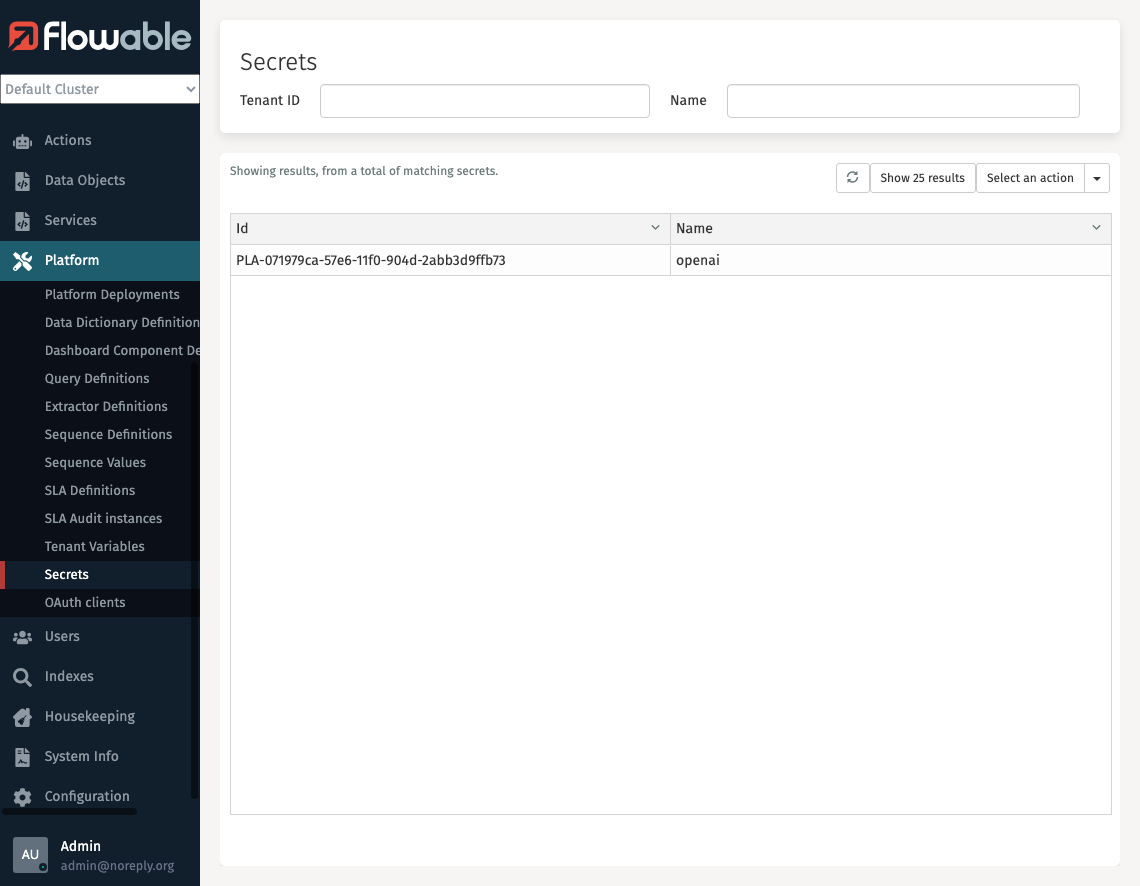 Secrets in Flowable Control