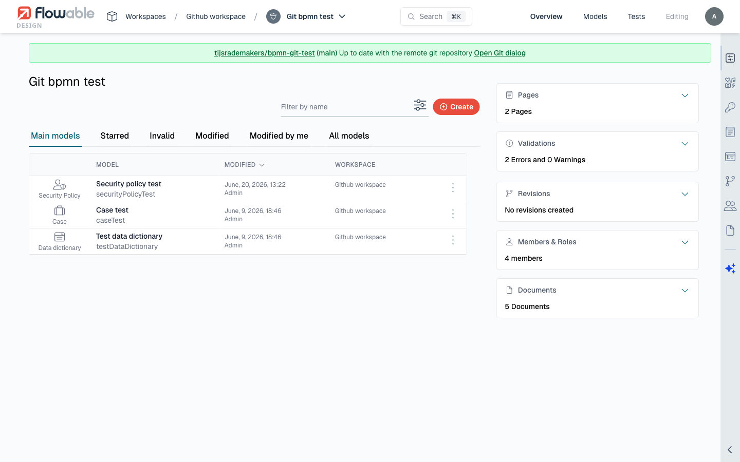 Git panel overview