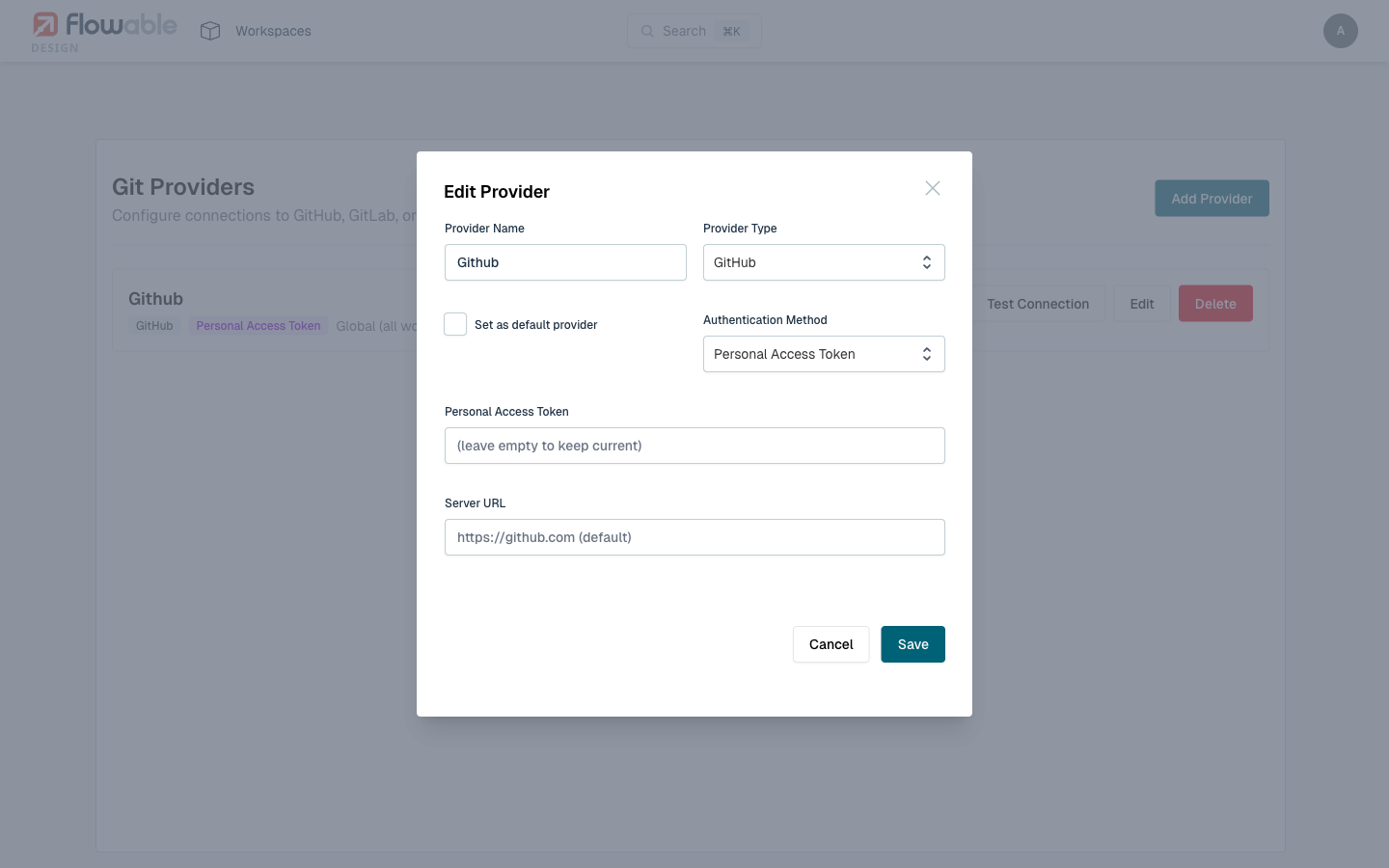 Git setup form