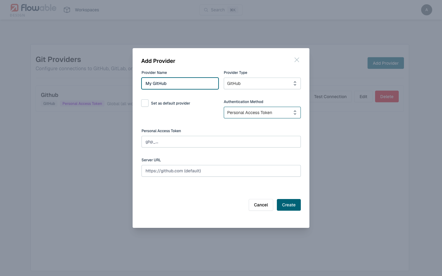 GitHub PAT provider configuration