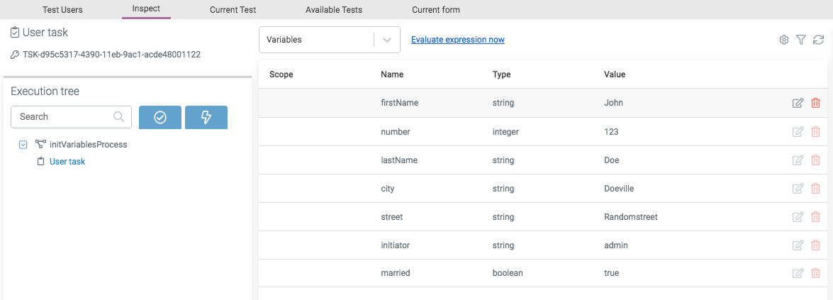 Init Variables Simple Example Inspect