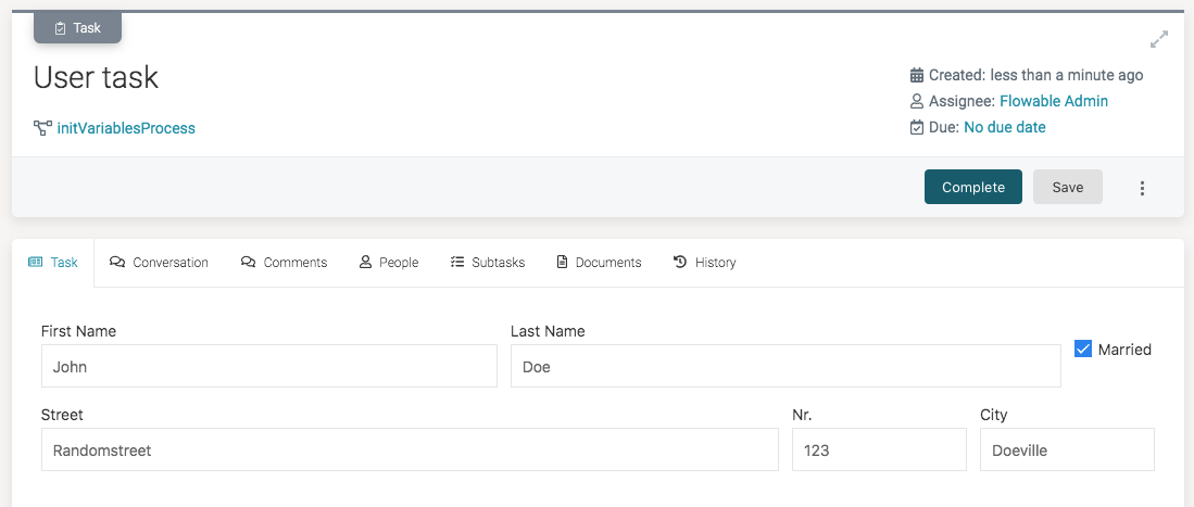 Init Variables Simple Example  Runtime