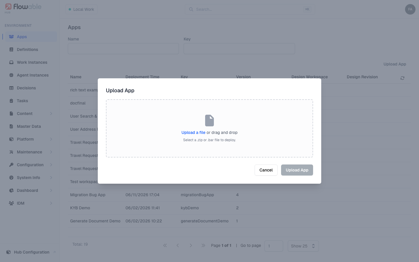 Uploading an app archive