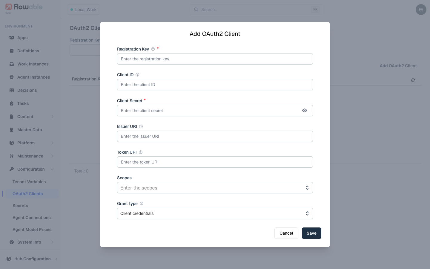 Adding an OAuth2 client
