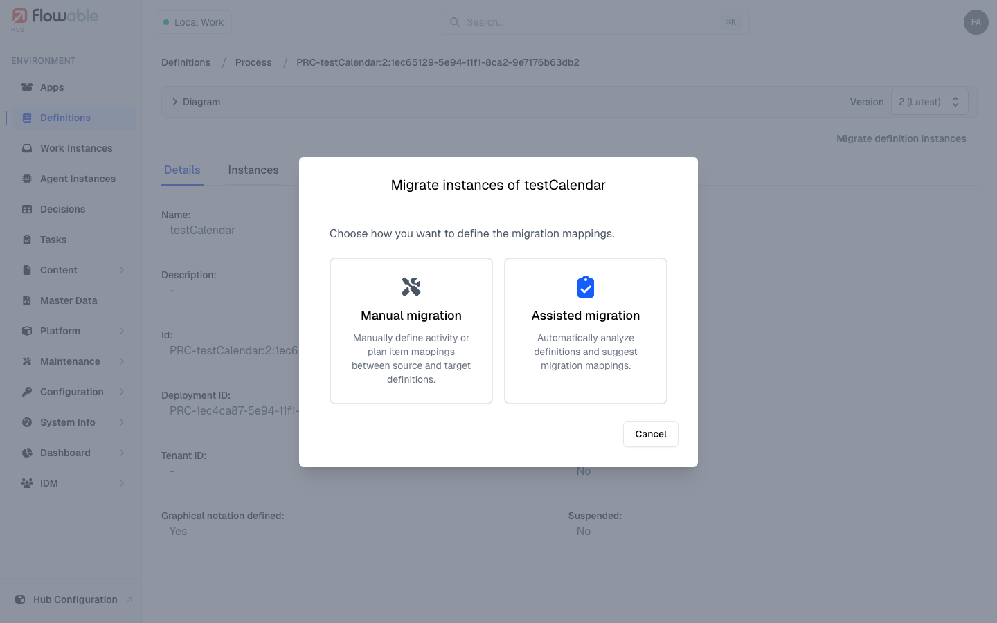 Choosing between manual and assisted migration