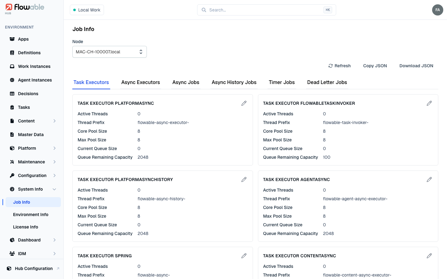 The job info view