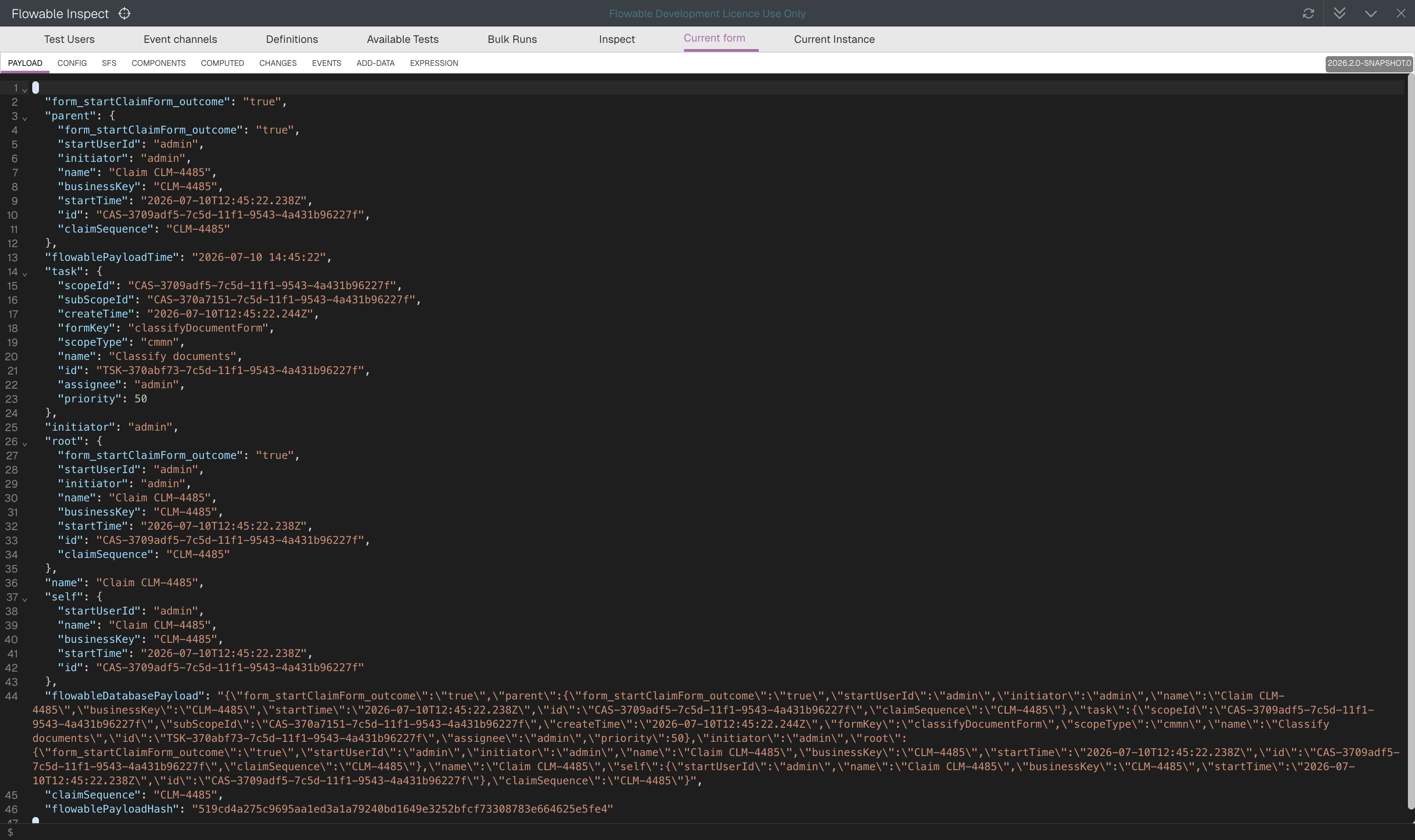 The Current form debugger console