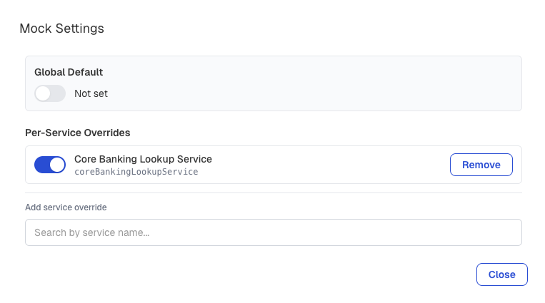 The Mock Settings dialog in Flowable Inspect