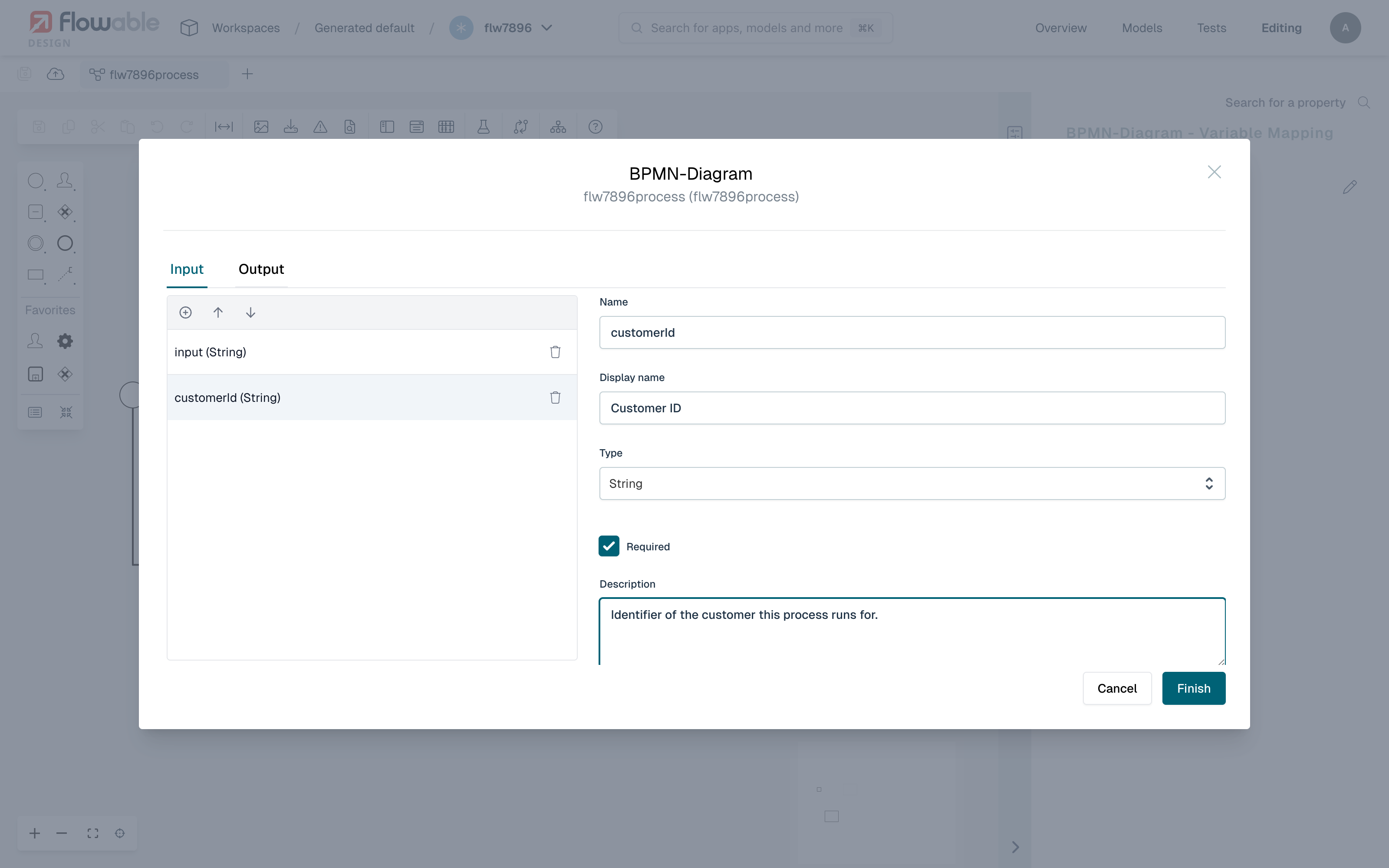 Editing the interface parameters