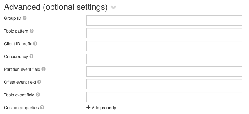 Kafka Inbound Channel Advanced Configuration UI