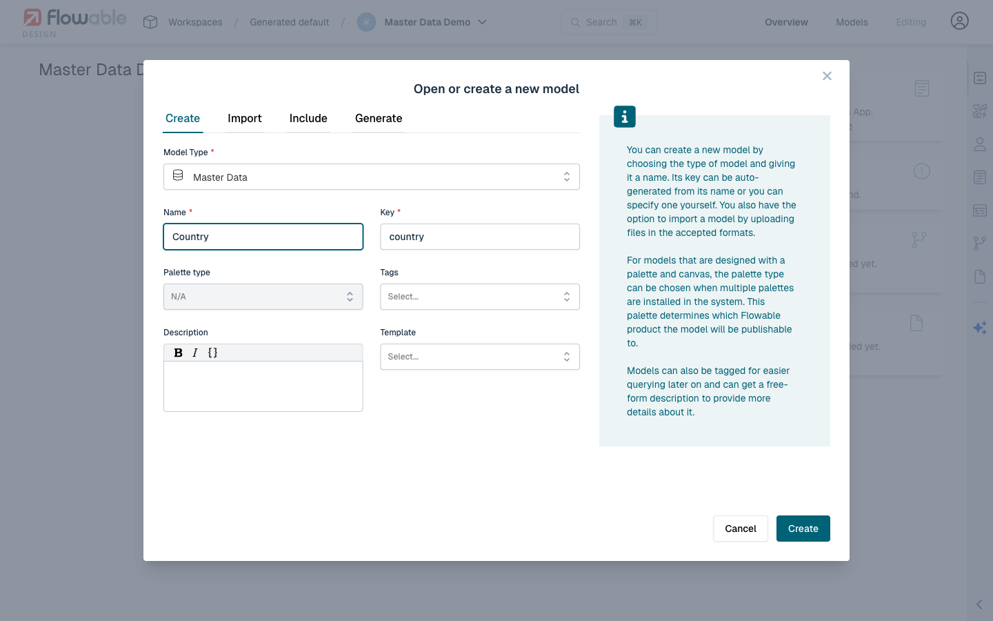 Create Master Data model