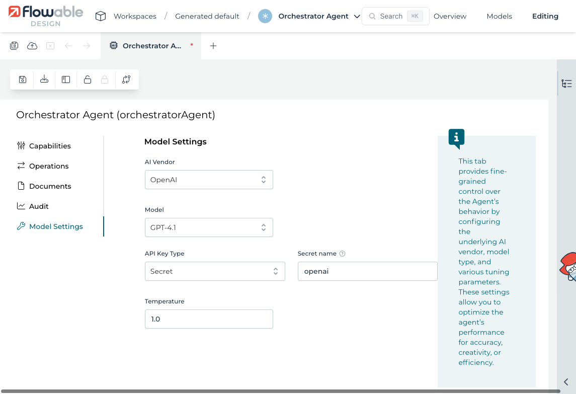 Model settings for OpenAI