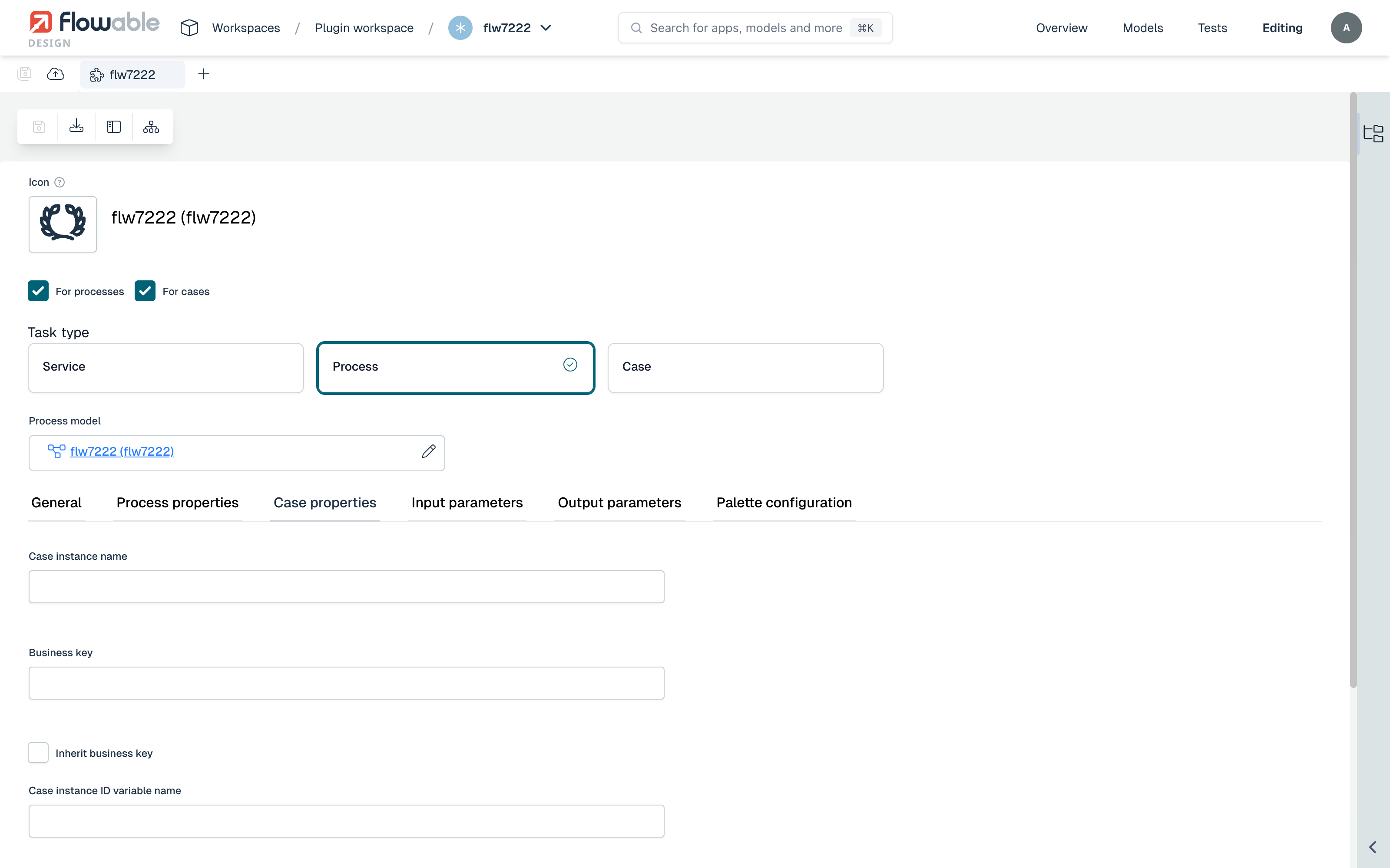 Plugin task case properties