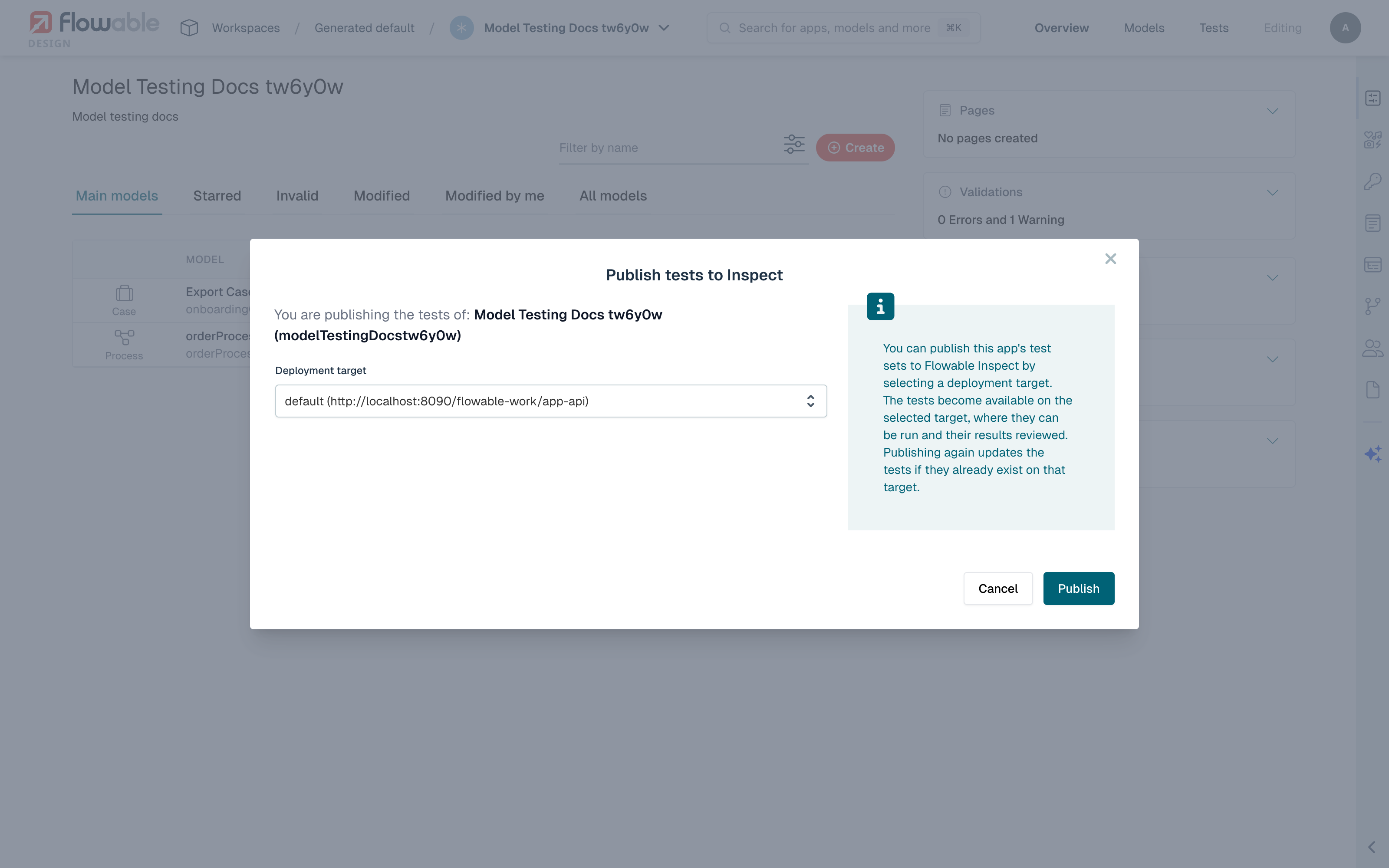 Publishing an app's tests to Flowable Inspect