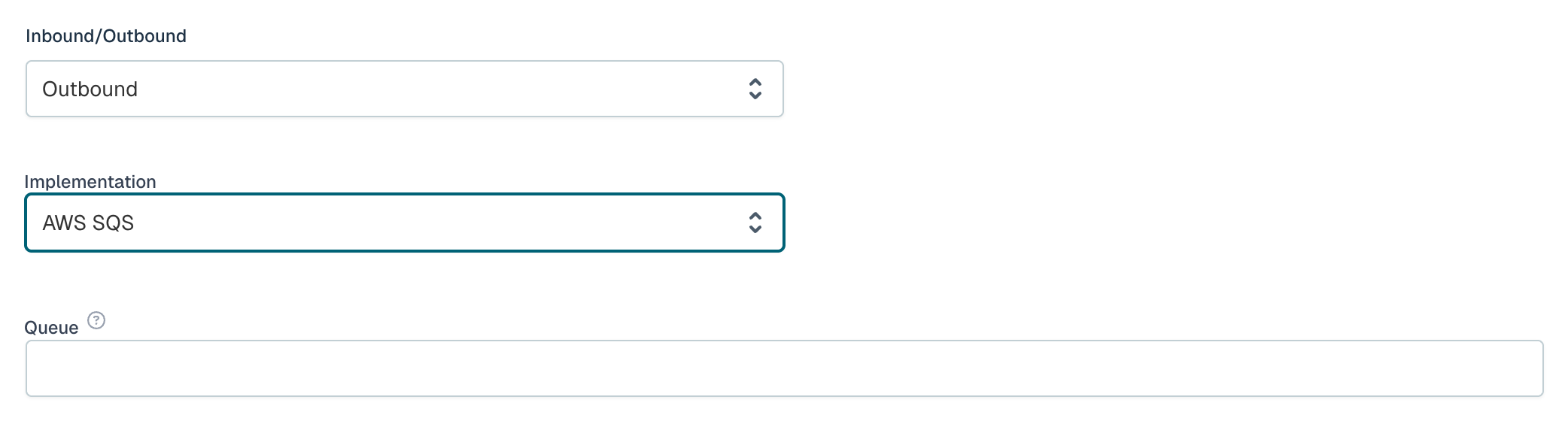 AWS SQS Outbound Channel Technical Configuration UI