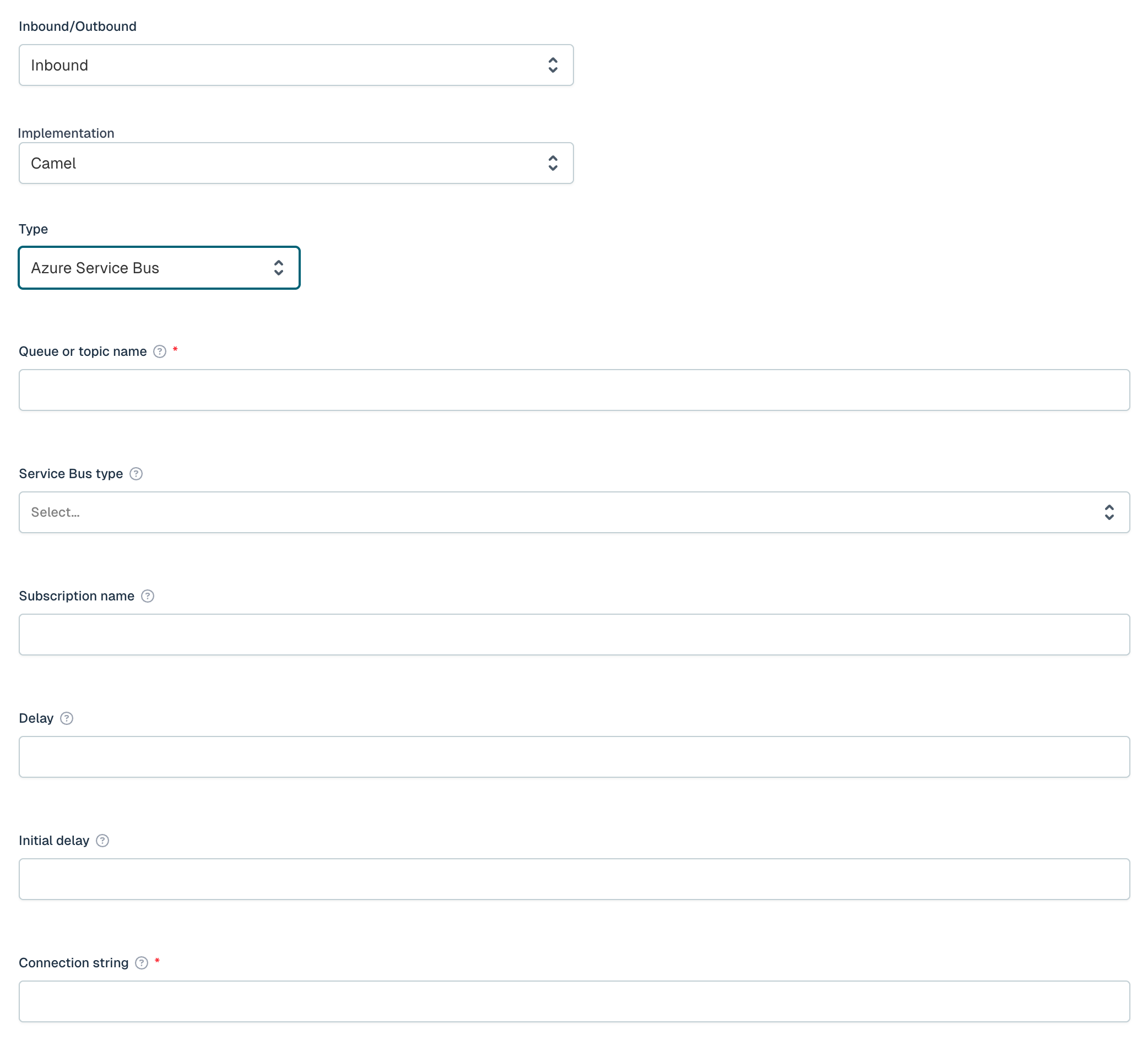 Camel Azure Service Bus Inbound Channel UI