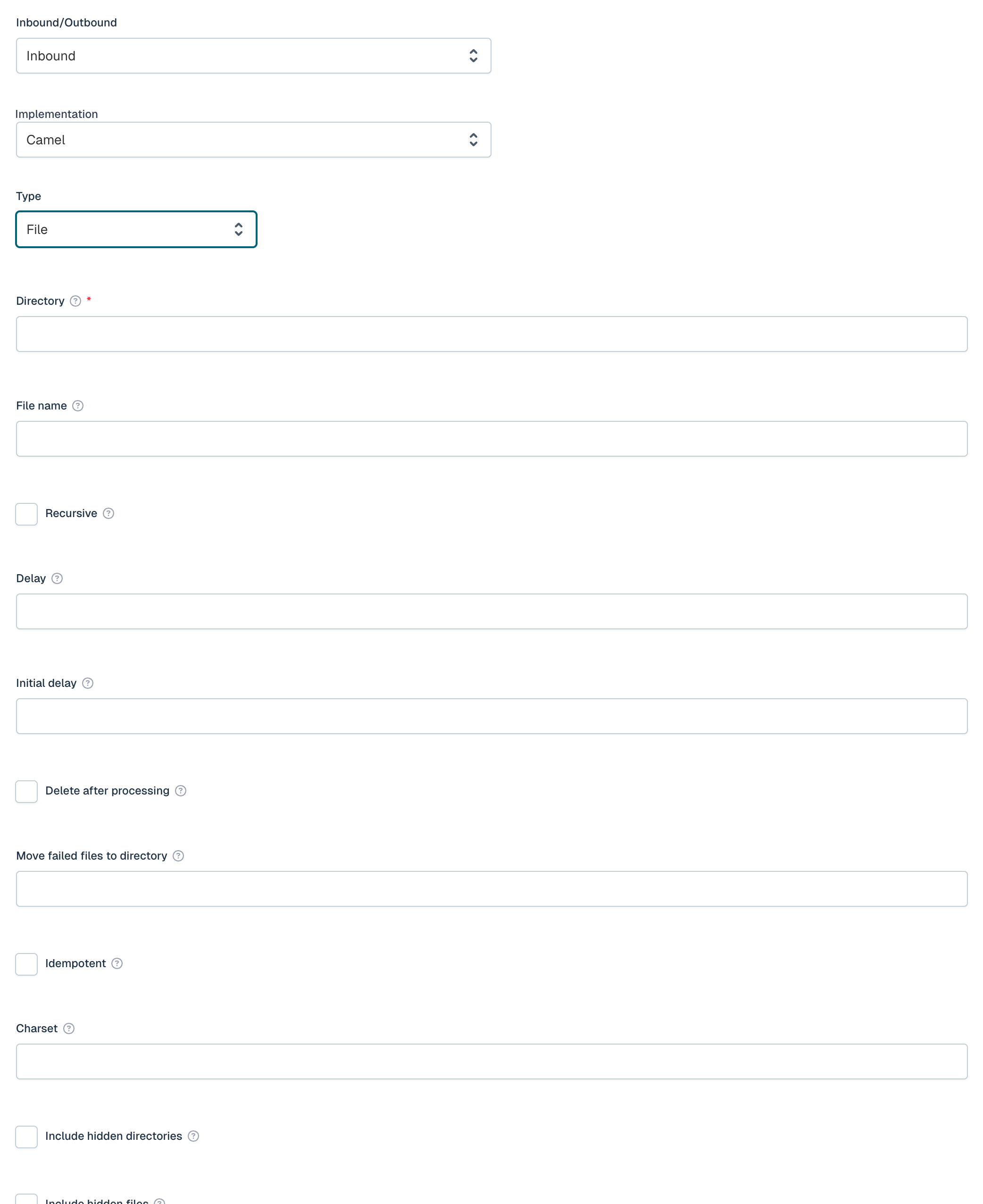 Camel File Inbound Channel UI