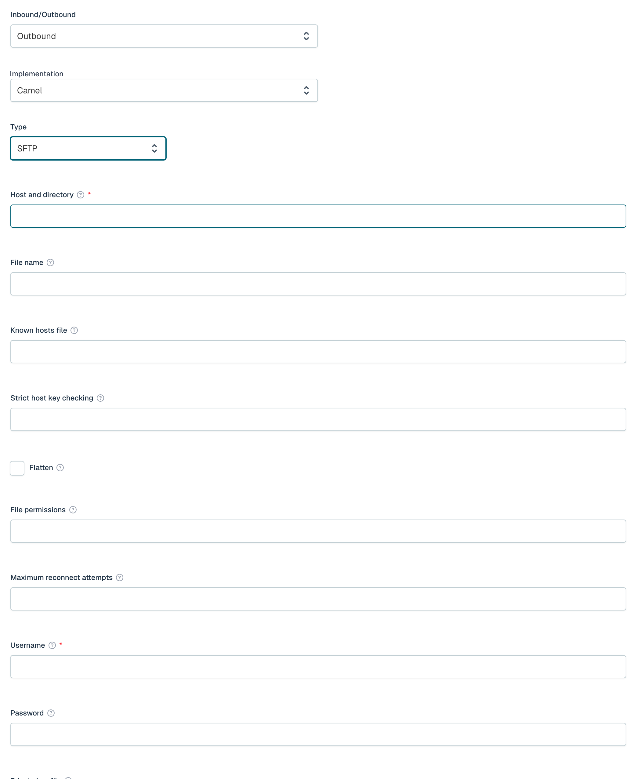 Camel SFTP Outbound Channel UI