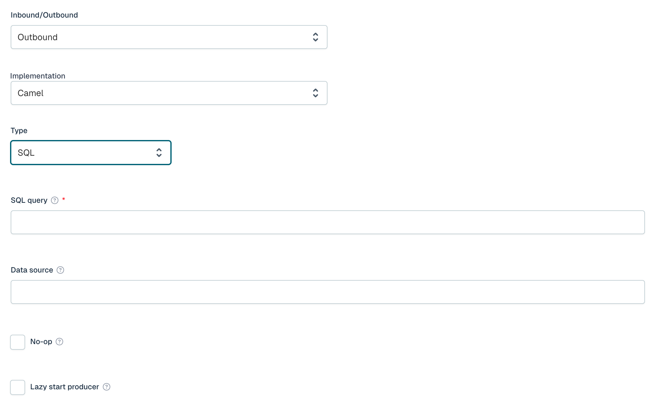 Camel SQL Outbound Channel UI