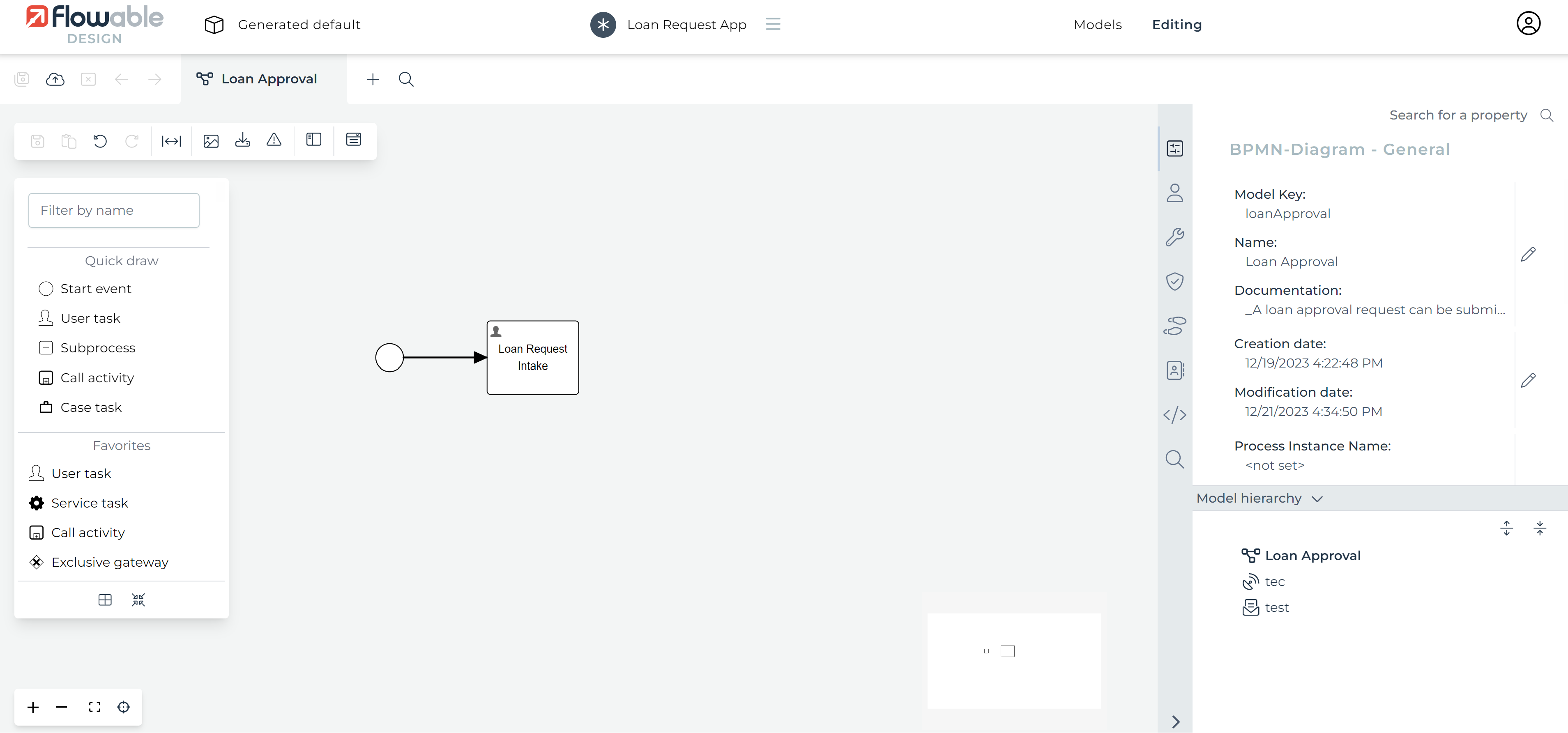 create intake user task