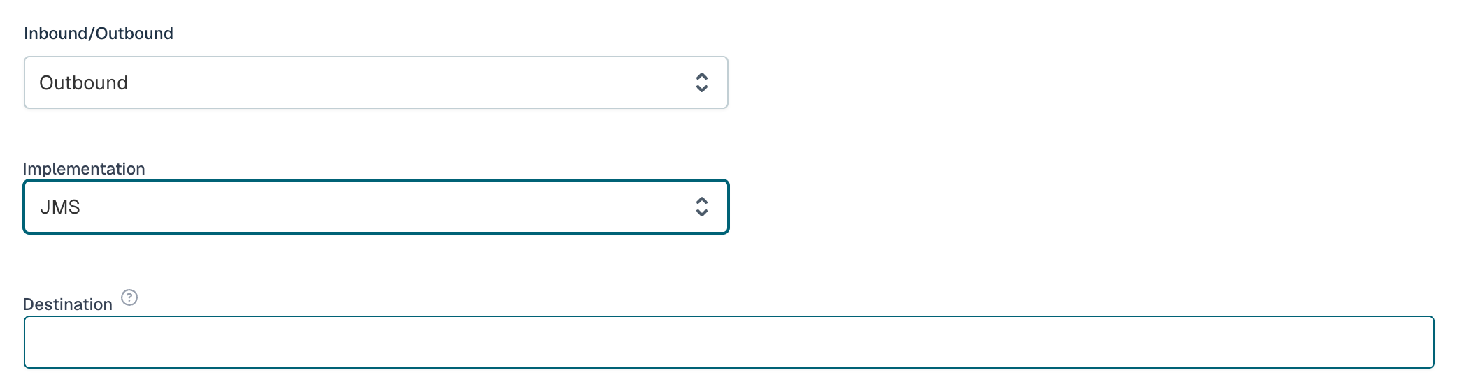 JMS Outbound Channel Technical Configuration UI