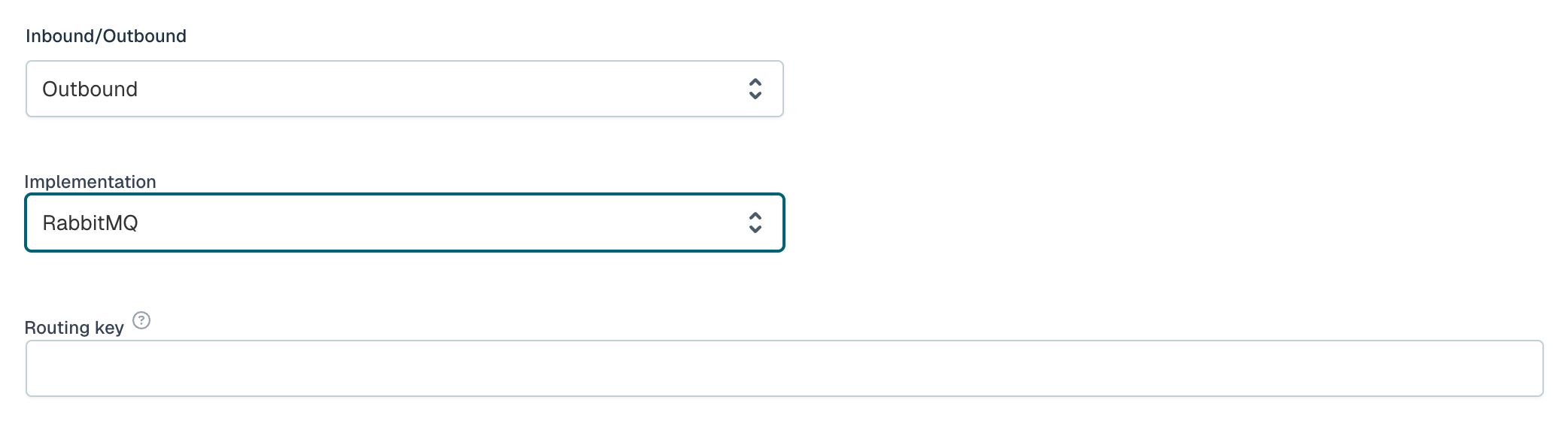 RabbitMQ Outbound Channel Technical Configuration UI