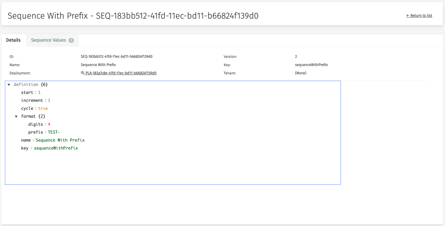 Sequence Definition Details
