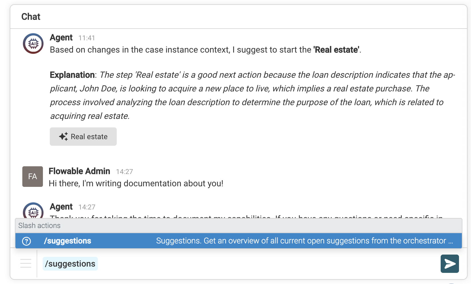 Orchestrator agent example - Suggestions 01
