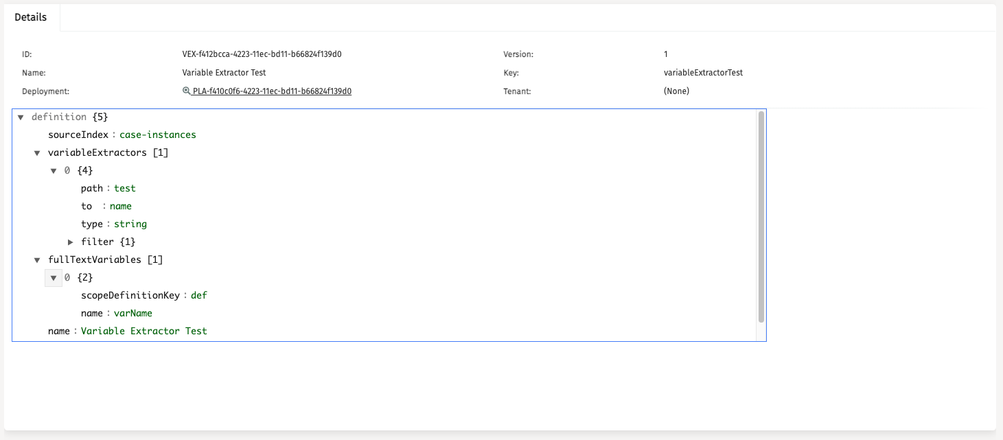 Variable Extractor Definition Details