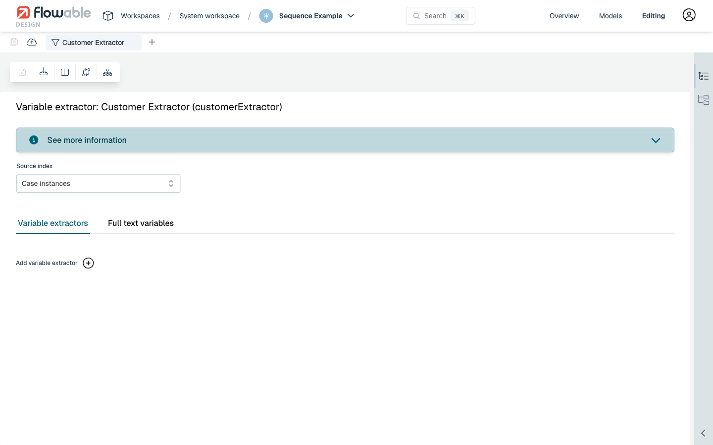 Variable extractor editor